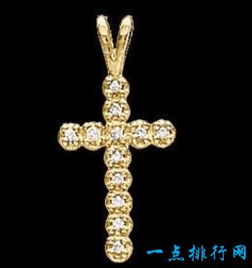 黄金钻石十字架吊坠