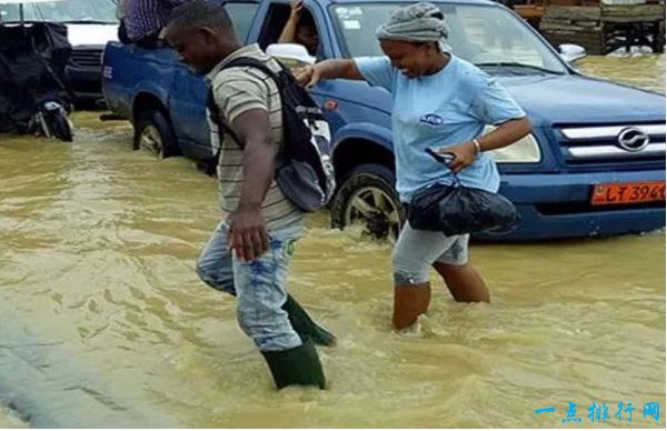 喀麦隆杜阿拉（平均年降雨量：4,109毫米）