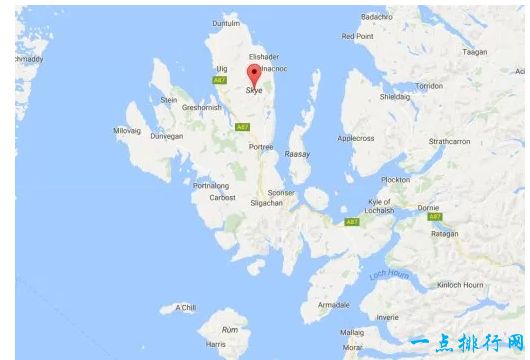 苏格兰的斯凯岛（大概面积：643平方英里）