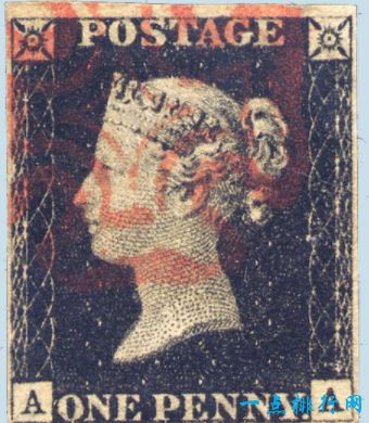 世界上第一枚邮票，英国黑便士