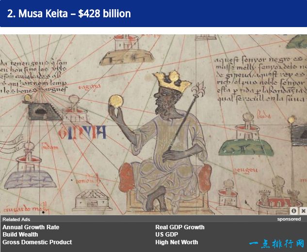 世界上最富有的历史人物排行榜：穆萨·凯塔-4280亿美元