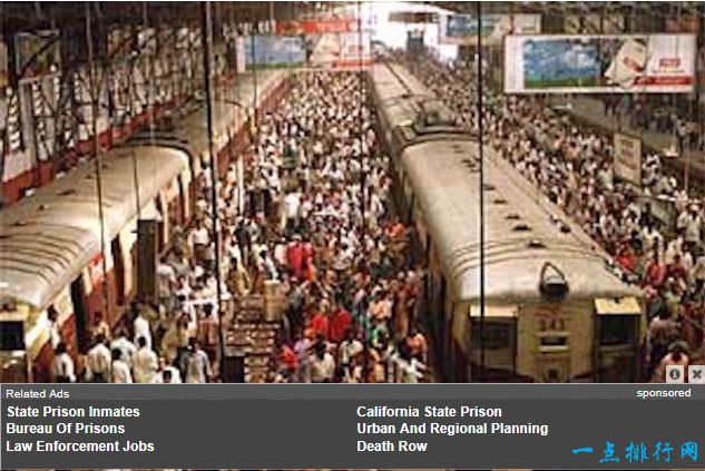 世界上最拥挤的城市排行榜：印度孟买 31700人/平方公里